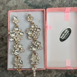 Swarovski Gold-Tone Clear Crystal Floral Drop Earrings